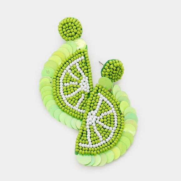 Treasure Jewelry Jewelry - Lime Seed Bead Felt Back Earrings